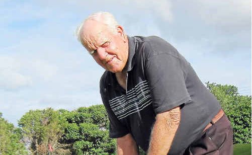 George Tompkins, winner of the A Grade Monthly Medal, shows his putting style at the Gympie Pines Golf Course. George Tompkins, winner of the A Grade Monthly Medal, shows his putting style at the Gympie Pines Golf Course.
